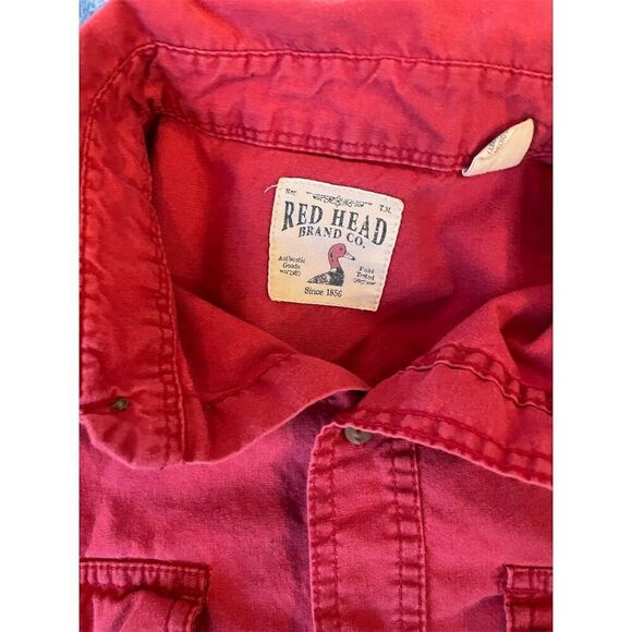 Vintage Redhead Men's M Dark Red Button-Up Shirt Short Sleeve - Picture 5 of 8